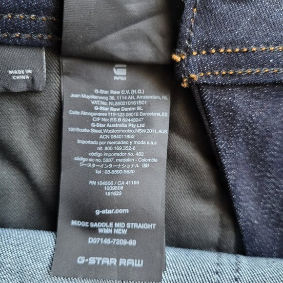 G-Star Raw Midge Saddle Mid Straight Jeans Dark Blue 27 - Picture 12 of 16
